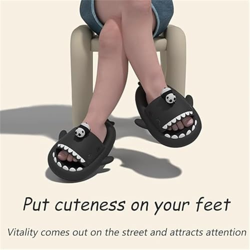 LELEBEAR Panda Shark Slides, Cloud Sharky Chanclas Unisex Beach Shark Slippers, 2025 Summer Anti-slip House Slippers3