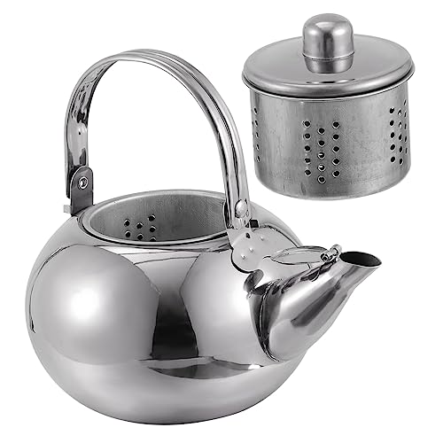 HEALLILY Tetera gruesa de acero inoxidable con pantalla de filtro, tetera de gran capacidad para preparar té de hojas sueltas, tetera resistente al calor, adecuada para uso doméstico y de oficina