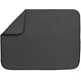 Envision Home 18 In. x 24 In. Dish Drying Mat, Absorbent Microfiber Kitchen Counter Mat, Dish Drying Pad for Dishes, Utensils, Pots and Pans, Grey