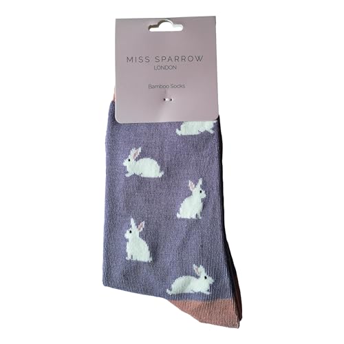 Miss Sparrow Rabbits on Lilac Damen-Knöchelsocken für Erwachsene, Einheitsgröße, Flieder, 3-7