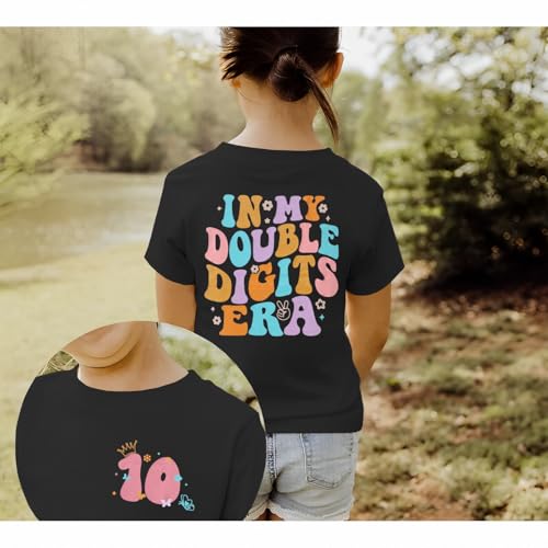Image of IZYJOY in My Double Digits Era Shirts Girls 10th Birthday T-Shirts 10 Years Old Birthday Party Short Sleeve Summer Tee Tops