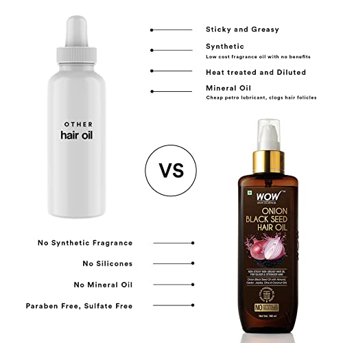 Wow Skin Science Onion Black Seed Hair Oil For Dry Damaged Hair With Almond,Castor,Olive,Coconut&Jojoba Oil (3.4 Fl Oz (Pack Of 1)) #TOP4