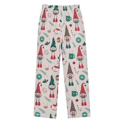 Gnome Candy Cane Donut Boys Long Pants Soft Trousers Elastic Waist Kids Lounge Bottoms with Pockets S-XL