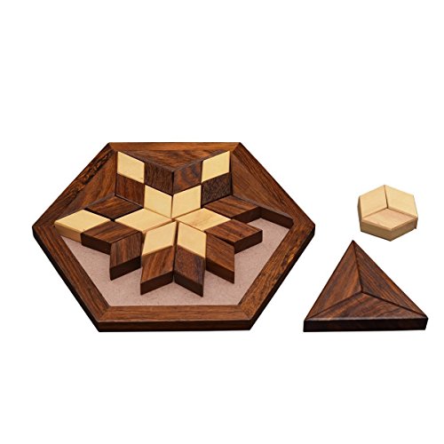 Image of Craftland Wooden Jigsaw /Puzzle 30- Pieces Star Shape Plate Board Game for Kids /Adults for Fun /challenging /Brain Teaser Game.