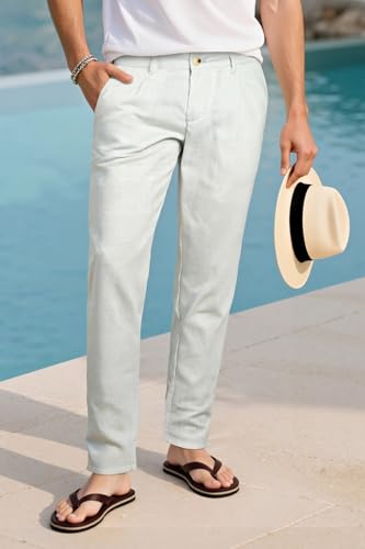 GINGTTO Linen Pants Men Slim Fit Lightweight Tapered Summer Beach Casual Pants Men2