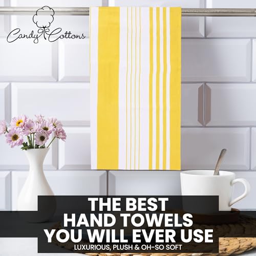 Stripe Kitchen Towels Decor Mordern Design Centreband Dish Towels Boho Stripe Absorbent Festive Gift Set of 6 Pantry Reusable Kitchen Dish Towel|Easter Spring Decor 18x28 in | Yellow - Image 4