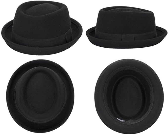 Cappello classico anni '20 in pura lana roll-brrim pork- Pie Fedora-Hat uomo donna – cappello da chiesa a tesa corta schiacciabile
