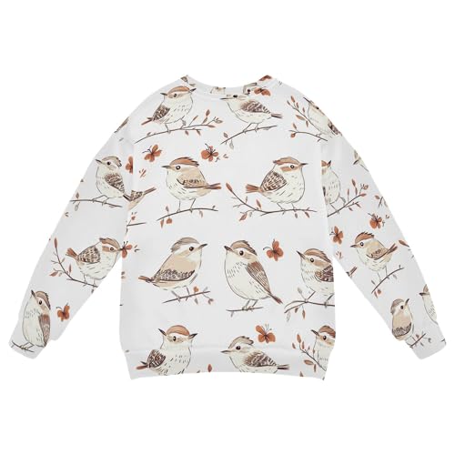 JUNZAN Cute Carolina Wren Birds White Kids Boys Pullover Hoodie Long Sleeve Hoodie for Boys Sports 4T2