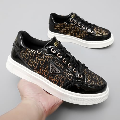 Men's Patterned Leather Sneakers, Stylish Casual Shoes - Fashionable for City Walks, Shopping Trips & Daily Commute3