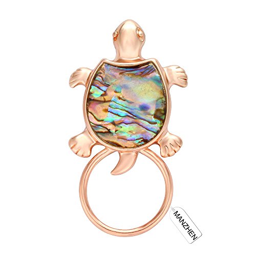 Image of Gold Sea Turtle Natural Abalone Shell Clip Eyeglass Holder Brooch Jewelry