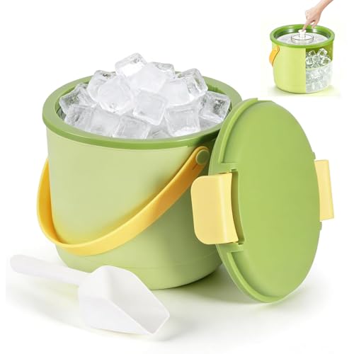 Ice Bucket,2.6L Buckets With Ice Cube Tray,Easy Demolding And 24-Hour Ice Storage, Ice Bucket With Lid, Tongs Carry And Handles,Ice Buckets For Picnics And Parties,For Freezer & Drinks