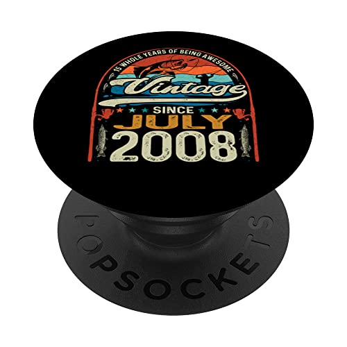 15 años de edad, amantes de la pesca con mosca, nacidos en julio de 2008, 15 cumpleaños PopSockets PopGrip Intercambiable