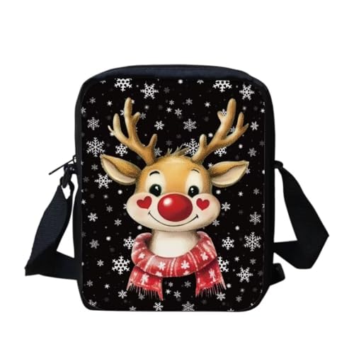 TOADDMOS Christmas Reindeer Crossbody Purse for Kids Little Girl Novetly Sling Purse for Christmas Day Pouch Bag Small Shoulder Bag with Zipper Closure