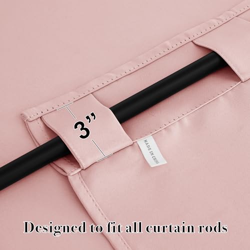 Image of RYB HOME Kitchen Window Curtains Over Sink - Blackout Insualting Privacy Curtains for Kids Bedroom Kitchen Bathroom Basement Cafe Cabinet Tiers Drapes, 34 Width x 30 Length, 2 Panels, Peach Blush