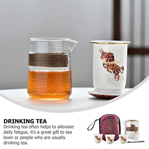 CLISPEED Bule de Vidro Com Infusor Cerâmica 4Pcs Copos de Cerâmica Bule de Chá Chaleira Fogão Seguro