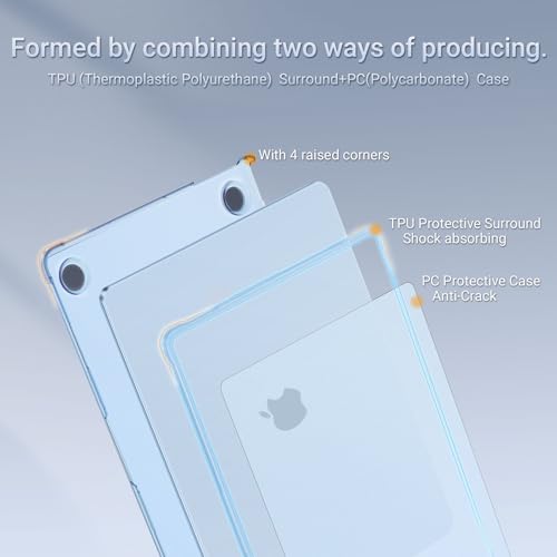 Image of MOSISO Compatible with MacBook Air 13 inch Case M5 2026 M4 2025 M3 M2 2024-2022 A3449 A3240 A3113 A2681, Seamlessly Closes Anti-Crack&Anti-Fingerprints Hard Shell for MacBook Air 13.6, Sky Blue