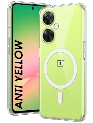Image of DIZORO Crystal Clear Magnetic Compatible with Oneplus ce3 lite Back Cover case with Anti-Yellow ( Compatible with Magsafe ) Anti-Scratch | Shockproof Transparent Cover