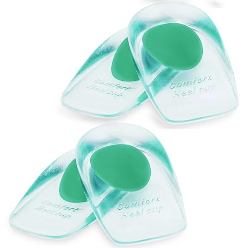 Image of Gel Silicone Heel Cups /Pads - 2 Pair Heel Lifts for Plantar Fasciitis,Heel Pain Shoe Inserts Heel Protectors,Achilles Tendonitis (Green, Large)