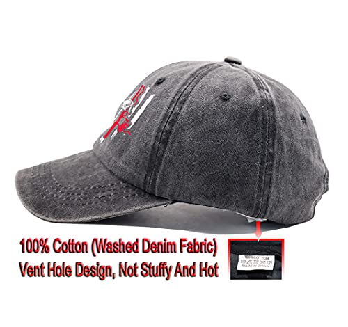 Fish American Flag Hat, Adjustable Washed Fishing Rod Us Flag Baseball Cap For Fisherman Men Women (Fish American Flag Black, One Size) #TOP2