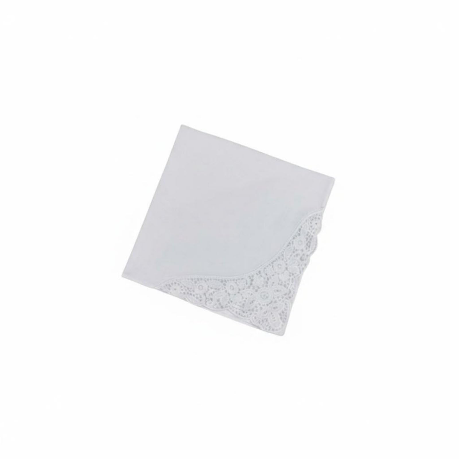 MYADDICTION 2 Pieces High-Density Material White Lace Handkerchief Elegant Design Cotton Handkerchief Breathable Solid White Hankie Absorbent for Bridesmaids, Brides, Wedding, Party, N0.1at2-2pcs-image-16