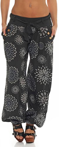 Malito Harem Pantaloni con Estivo Print Boyfriend Aladin Sbuffo Pantaloni Pump Baggy Yoga 3481 Donna Taglia Unica (Grigio Scuro)