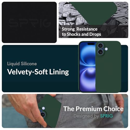 Image of SPRIG Compatible with iPhone 16 Premium FlexTone (TPU) Back Cover Drop Tested Shock Proof Mobile Case for Men, Women, Boys and Girls with Camera Protection (Dark Green)
