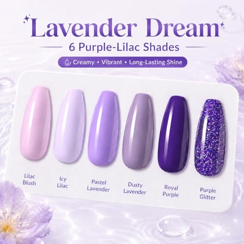Image of Beetles Purple Gel Nail Polish Set, Lavender Lilac Glitter Gel Polish
