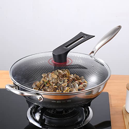Wok antiadherente de acero inoxidable con tapa 34 cm miniatura 2