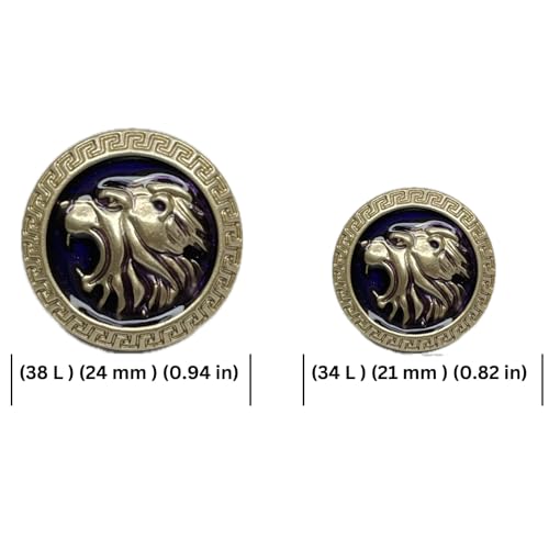 Image of Abs Golden 3D Lion Head Shank Button Embedded Enameled Lucite Round Abs Button for Blazer Suits Coat Bandhgala DIY Art & Crafts (Pack of 16 (8 Big + 8 Small), Purple Lucite)