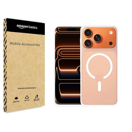 Image of amazon basics Luxury Paper Thin Case Cover for iPhone 17 Pro | Matte Finish | Compatible with magsafe | (White, iPhone 17 Pro)