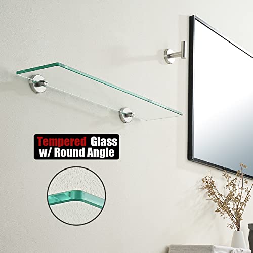 image for JQK Bathroom Glass Shelf, Tempered Glass Shower Storage 20 by 5 inches