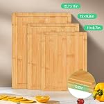 Bamboo Cutting Board Ensemble de 3, Planches de coupe en bois avec rainure de jus pour la cuisine, planche à découper épaisse pour la viande, les légumes et les fruits, plateau de service de fromage, plateau à pain ou plateau de cuisson