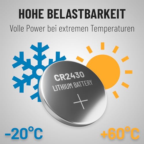 ABSINA® CR2430 Knopfzelle 5er Pack - CR 2430 3V Knopfzellen auslaufsicher & Lange Haltbarkeit - Knopfbatterie CR2430, Batterie 2430, Knopfzellen CR2430, Batterien CR2430, CR 2430 Knopfzelle 6