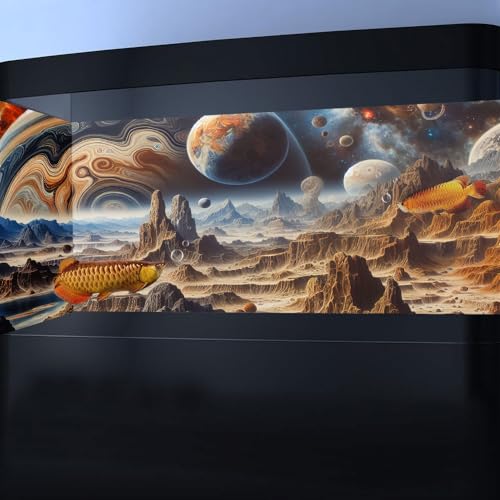 Image of 48X20IN Cosmic Spaceterrarium Background, Cool Parallel Space Themed Aquarium Reptile Habitat Background, Aquarium Background with 10EVA Double-Sided Tape