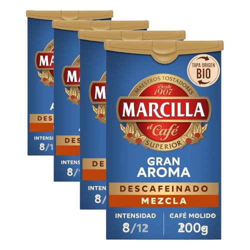 Marcilla Café Molido Descafeinado Mezcla 200 g (Paquete de 4)