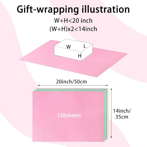 Image of 120 Sheets Pastel Tissue Paper for Gift Bags Wrapping, Art Tissue Paper Bulk for Weddings Birthday Party Crafts Decoration, 10 Colors