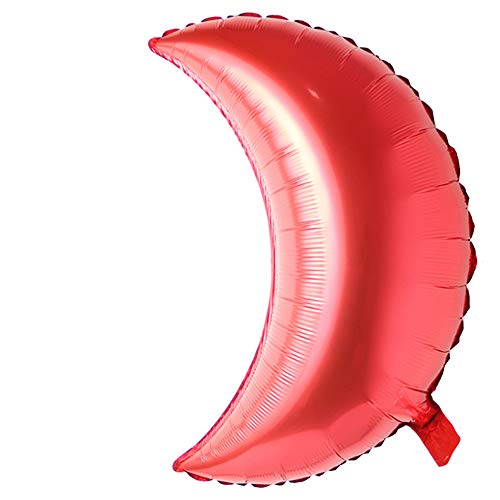 26 inch large moon foil helium balloons baby shower 100 days kids birthday party wedding decoration supplies big moon balloons (26 inch Moon Red)