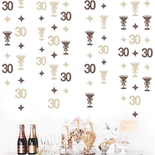 Image of Champagne Gold Brown 30th Birthday Decorations Espresso Martini Garland Streamer Banner Decor for Women A Tini Bit Older Martini Birthday Cheers to 30 Years Happy 30th Anniversary Bar Party Supplies