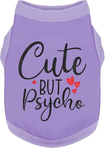 Stylish Dog Clothes: Expressive Cotton Puppy Shirt Vest for Small and Medium Dogs, Featuring 'Cute but Psycho' Slogan Print - Perfect for Showing Off Your Pet's Unique Style! Purple S