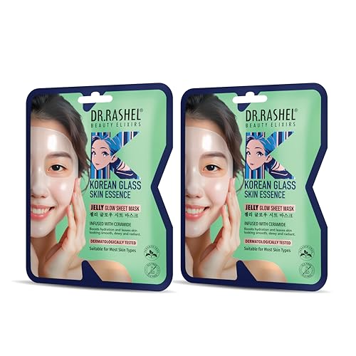 Image of K DERMA Korean Glass Skin Essence Jelly Glow Sheet Mask | With Ceramide | Hydrating & Brightening Face Mask for Smooth Dewy Skin | Dermat Tested | Pack of 2