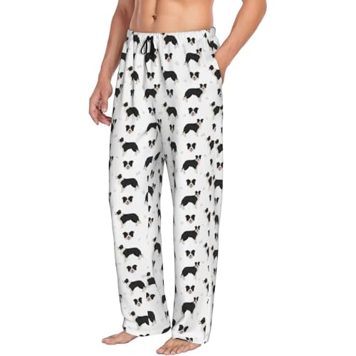 Border Collie Dog Mens Pj Pants,Soft Men Lounge Pants,Mens Pajama Pants Bottoms,Sleep Pants For Men
