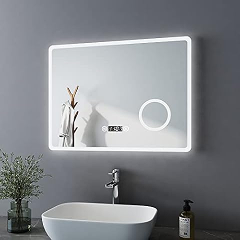 Bath-mann Espejo de baño LED de 80x60 cm con iluminación Cover