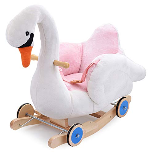 Schaukelpferd QIQIDEDIAN Holz für Kinder mit doppeltem Verwendungszweck ohne Musik Kinder (Color : White) – Bild 4