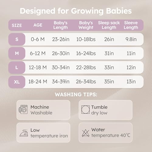 Image of Yoofoss Baby Sleep Sack 6-12 Months 1.0 Tog Long Sleeve Sleep Sack Organic Cotton Wearable Blanket for Infants 2-Way Zipper Quilted Sleeping Sacks(Medium)