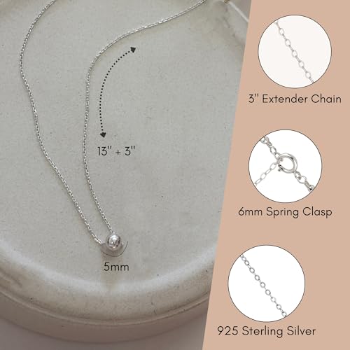 Annika Bella Choker Necklace for Women, Length 13-16 Inches, Sterling Silver/Gold Everyday Necklaces, Ball Bead Charm Chokers3