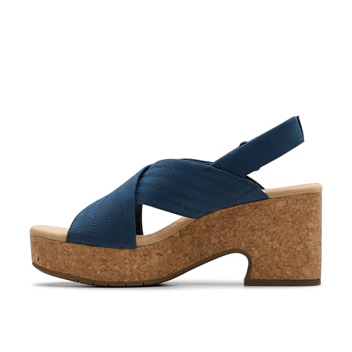Image of Clarks Women Nerisa West Navy Nubuck 7.5 Wide