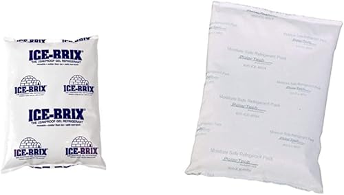 Polar Tech - IB 6 IB6 Ice Brix - Paquete de polietileno refrigerante de gel viscoso a prueba de fugas (caja de 48) y TP12MS Ice Brix Gel viscoso