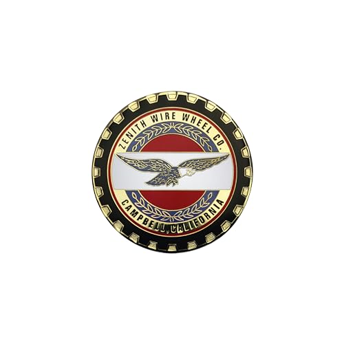 Image of Zenith Gold Metal Wheel Chip Emblem (Single) | 24K Triple Gold Plated Solid Metal Wheel Chip Emblem, 2.25 inch | Designed for Lowriders with Recessed Knock Off Spinner Caps