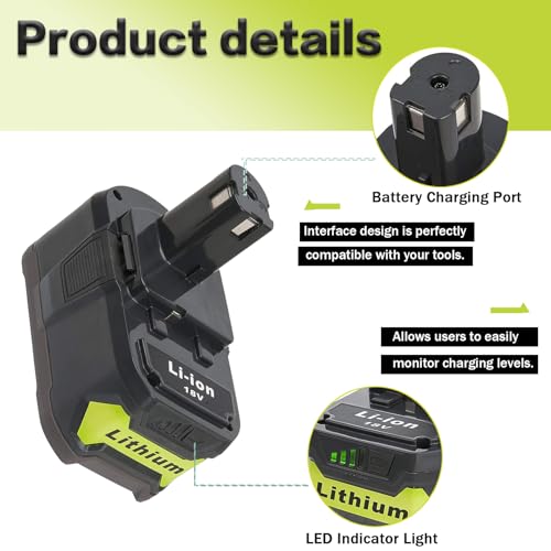 Chgdkjy 5.0Ah 18V Battery And Charger Combo For Ryobi 18V Battery P102 P103 P104 P105 P107 P108 P109 Cordless Tool Battery thumb #4