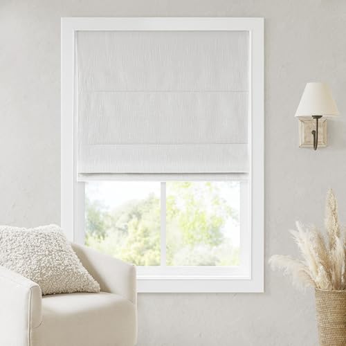 Madison Park Cordless Roman Shades, Total Blackout Window Blind Privacy Window Shades, Thermal Insulated Cordless Window Treatment for Bedroom, Living Room, Quincy, Single Panel 35